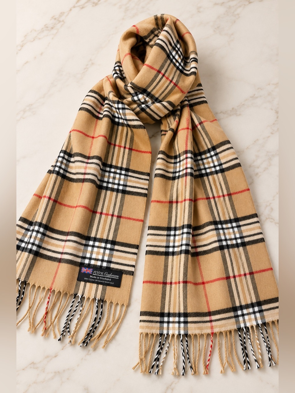 Classic Tan Plaid Men's Scarf - Brand Unknown